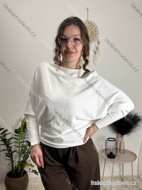 Sveter slabý úpletový dlhý netopýří rukáv dámsky (S/M/L ONE SIZE) TALIANSKA MóDA IM723GALA/DR bílá S/M/L