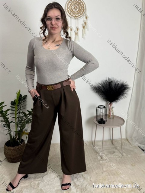 Kalhoty máslové s páskem dámské (S/M/L ONE SIZE) ITALSKÁ MÓDA IMD25223