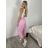 Kalhoty elegantní dámské (S/M/L ONE SIZE) ITALSKÁ MÓDA IM426030/DUR sv. růžová S/M/L