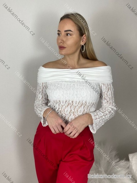 Tunika carmen krajková dlhý rukáv dámska (S/M ONE SIZE) TALIANSKA MÓDA IMM2645532/DUR S/M/L biela