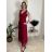 Šaty dlhé spoločenské tylové bez rukávov dámske BEATRICE (S/M/L ONE SIZE) TALIANSKA MÓDA IMWKH26608/DUR tmavo červená S/M/L