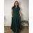 Šaty elegantný krátky rukáv dámske nadrozmer (40/42/44 ONE SIZE) TALIANSKA MÓDA IMSM26056/DR  tmavo smaragdová