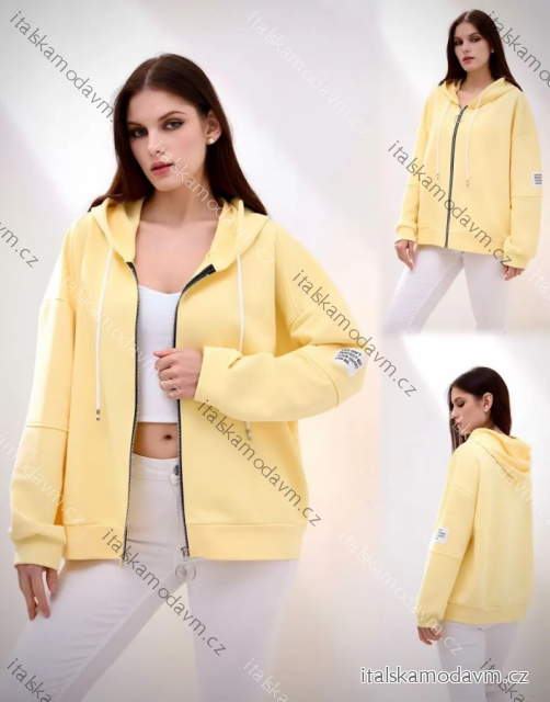Mikina teplá s kapucňou na zips dlhý rukáv dámska (S/M/L ONE SIZE) TALIANSKA MÓDA IMPLI2516231