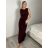 Šaty dlouhé elegantní společenské  dámské VANES (S/M/L ONE SIZE) ITALSKÁ MÓDA IMPLU2627569/DUR S/M/L vínová
