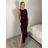 Šaty dlouhé elegantní společenské  dámské VANES (S/M/L ONE SIZE) ITALSKÁ MÓDA IMPLU2627569/DUR S/M/L vínová