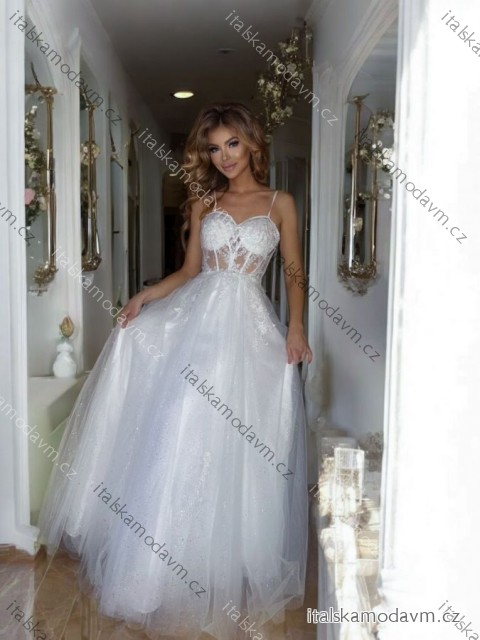 Šaty dlhé svadobné krajkové na ramienka dámske SEYCHELLES (34-40) POLSKÁ MÓDA PMLPT26017