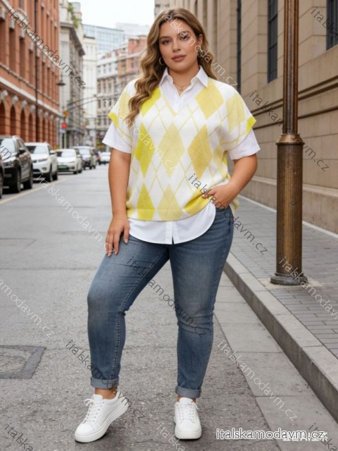 Sveter tenký krátky rukáv dámsky nadrozmer (54/56/58 ONE SIZE) TALIANSKA MÓDA IM426041