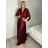 Šaty dlhé elegantné společenské s 3/4 rukávem  dámske (S/M/L ONE SIZE) TALIANSKA MÓDA IMHMS261111/DUR S/M/L vínová