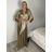 Šaty dlouhé elegantní společenské s 3/4 rukávem dámské (S/M/LONE SIZE) ITALSKÁ MÓDA IMHMS261111/DUR S/M/L zlatá