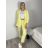 Komplet sako dlouhý rukáv a kalhoty s páskem dámský (SM/L ONE SIZE) ITALSKÁ MÓDA IMWCA261167/DUR S/M/L žlutá