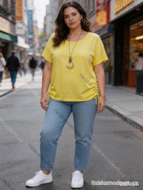 Tričko s príveskom krátky rukáv dámske nadrozmer (54/56/58 ONE SIZE) TALIANSKA MÓDA IM426053