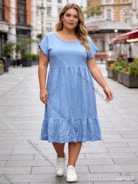 Šaty letné krátky rukáv dámske nadrozmer (46/48/50 ONE SIZE) TALIANSKA MÓDA IM426061