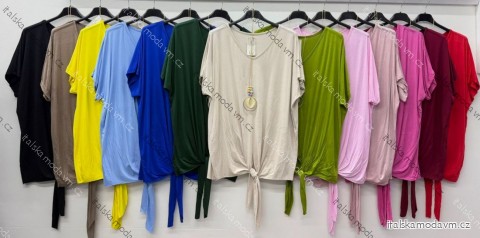 Tunika s príveskom krátky rukáv dámska nadrozmer (54/56/58 ONE SIZE) TALIANSKA MÓDA IM426066
