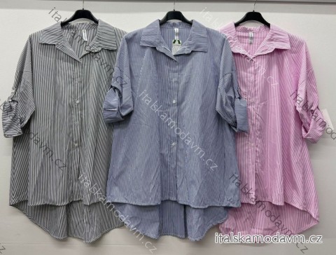 Košeľa predĺžená 3/4 dlhý rukáv dámska nadrozmer (50/52/54 ONE SIZE) TALIANSKA MÓDA IM426068