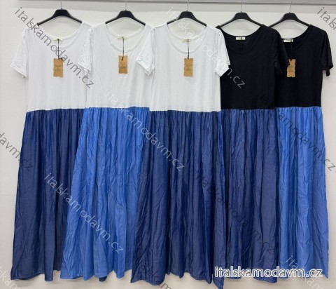 Šaty dlhé voľnočasové letné krátky rukáv dámske (S/M/L ONE SIZE) TALIANSKA MÓDA IM426074