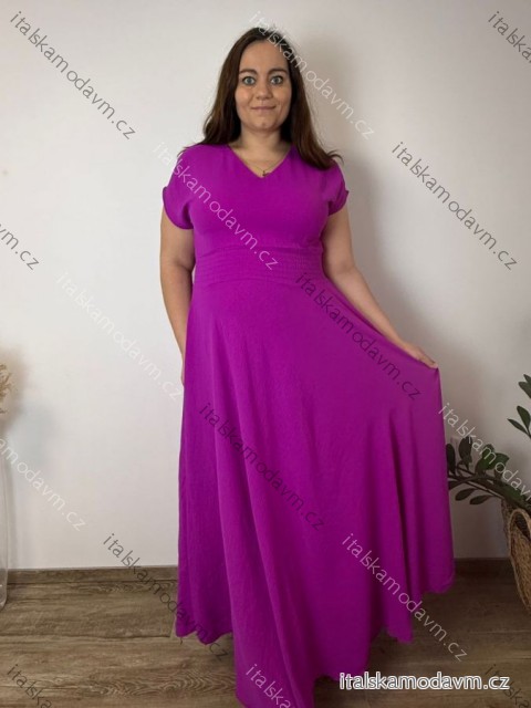 Šaty elegantný krátky rukáv dámske nadrozmer (40/42/44 ONE SIZE) TALIANSKA MÓDA IMSM26056