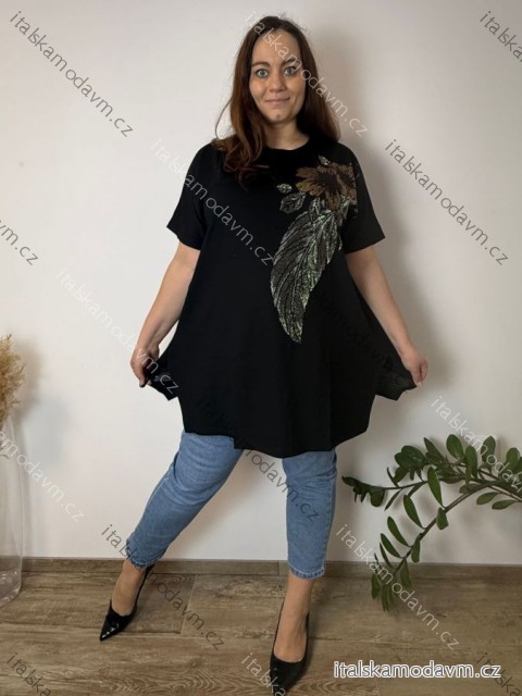 Tunika krátký rukáv dámská nadrozměr (54/56/58 ONE SIZE) TURECKÁ MÓDA TM9261112/DUR 54/56/58 Černá