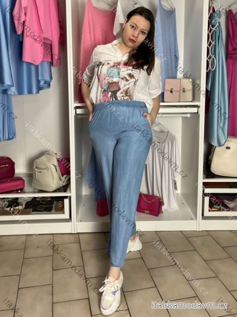 Kalhoty volnočasové dámské (S/M/L ONE SIZE) ITALSKÁ MÓDA IMSM26029/DU S/M/L světle modrá