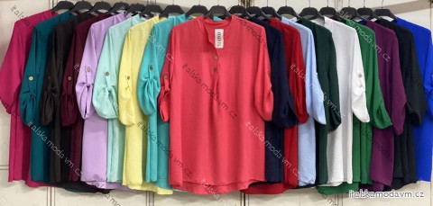 Tunika košilová 3/4 dlouhý rukáv dámská nadrozměr (50/52/54 ONE SIZE) ITALSKÁ MÓDA IMC26021
