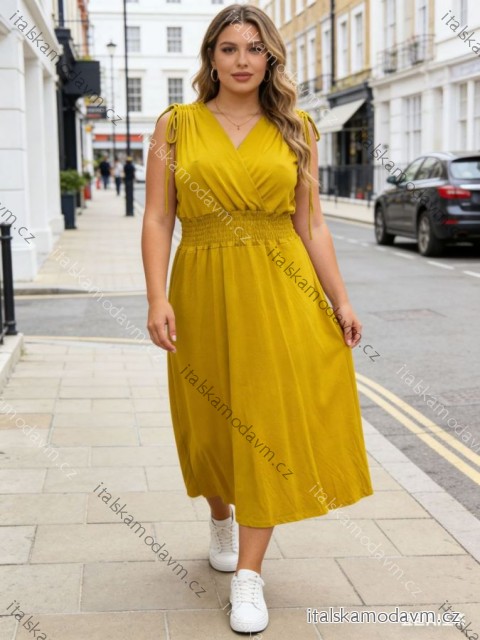 Šaty letní bez rukávu dámské nadrozměr (54/56/58 ONE SIZE) ITALSKÁ MÓDA IM426080