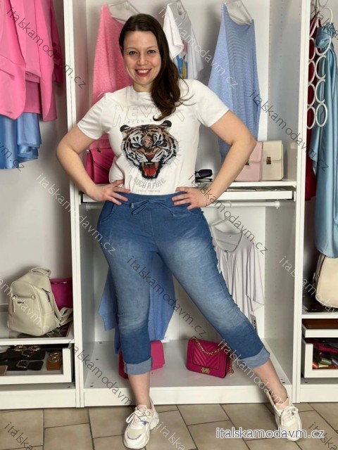 Kalhoty strečové dámské  (S/M/L ONE SIZE) ITALSKÁ MÓDA IMC261112/DU S/M/L tmavě modrá