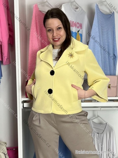 Kabátek jarní dlouhý rukáv dámský SUNNA (S/M/L ONE SIZE) ITALSKÁ MÓDA IMSM261115/DUR S/M/L žlutá