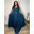 Šaty dlouhé elegantní společenské,dlouhý rukáv dámské nadrozměr (4XL-6XL) ITALSKÁ MÓDA FMPCH269390/DR 4XL modrá petrolejová