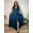 Šaty dlouhé elegantní společenské,dlouhý rukáv dámské nadrozměr (4XL-6XL) ITALSKÁ MÓDA FMPCH269390/DR 4XL modrá petrolejová