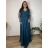 Šaty dlouhé elegantní společenské,dlouhý rukáv dámské nadrozměr (4XL-6XL) ITALSKÁ MÓDA FMPCH269390/DR 4XL modrá petrolejová