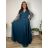 Šaty dlouhé elegantní společenské,dlouhý rukáv dámské nadrozměr (4XL-6XL) ITALSKÁ MÓDA FMPCH269390/DR 6XL modrá petrolejová