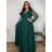 Šaty dlouhé elegantní společenské,dlouhý rukáv dámské nadrozměr (4XL-6XL) ITALSKÁ MÓDA FMPCH269391/DR 6XL tmavě smaragdová