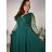 Šaty dlouhé elegantní společenské,dlouhý rukáv dámské nadrozměr (4XL-6XL) ITALSKÁ MÓDA FMPCH269391/DR 4XL tmavě smaragdová