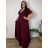 Šaty elegantné spoločenské, dlouhé dámske nadrozměr (XL-3XL) TALIANSKA MÓDA FMPCH265006/DR XL vínová