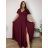 Šaty elegantné spoločenské, dlouhé dámske nadrozměr (XL-3XL) TALIANSKA MÓDA FMPCH265006/DR XL vínová