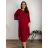 Šaty dlhé skladané dlouhý rukáv dámske nadrozmer AIRA (48/50/52 ONE SIZE) TALIANSKA MÓDA IMWHA261111/DUR  vínová