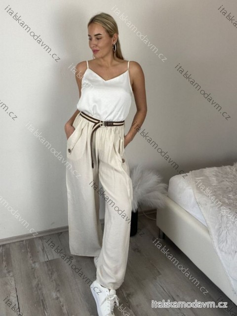 Kalhoty volnočasové s páskem dámské (S/M/L ONE SIZE) ITALSKÁ MÓDA IMSM261119/DR