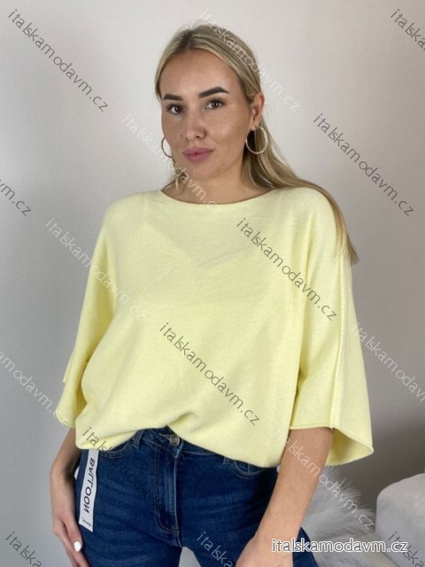 Svetr tenký krátký rukáv dámský (S/M/L ONE SIZE) ITALSKÁ MÓDA IM4261121/DR