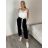 Kalhoty volnočasové s páskem dámské OLIV (S/M/L ONE SIZE) ITALSKÁ MÓDA IMSM261122/DR S/M/L Černá