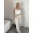 Nohavice volnočasové s opaskom dámske INNA (S/M/L ONE SIZE) TALIANSKA MÓDA IMSM261124/DR S/M/L biela