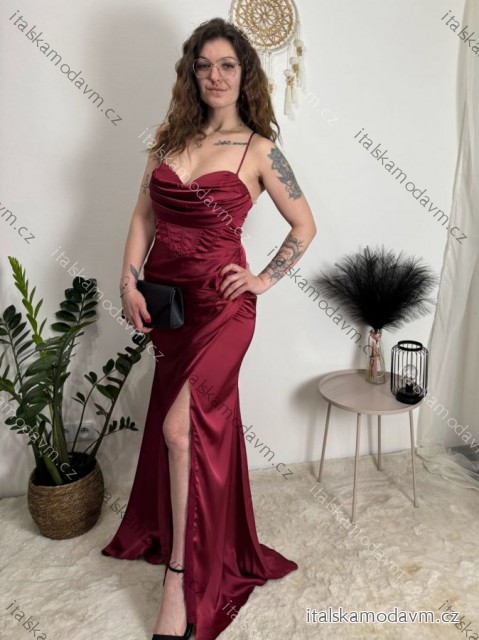 Šaty elegantní společenské na ramínka dámské (S/M ONE SIZE) ITALSKÁ MÓDA FMPCH26M-5050/DUR