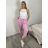 Kalhoty elegantní dámské (S/M/L ONE SIZE) ITALSKÁ MÓDA IM426030/DUR sv. růžová S/M/L