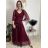Šaty společenské dlouhé tylové dlouhý rukáv dámské (S/M/L ONE SIZE) ITALSKÁ MÓDA IMWMY26658/DUR vínová S/M/L