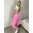 Tepláky/Kalhoty elegantní oversize dlouhé dámské (S/M/L ONE SIZE) ITALSKÁ MÓDA IMD26003/DUR růžová S/M/L