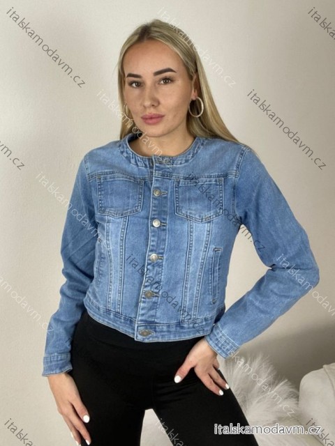 Bunda riflová jeans dámska MOON (S-2xl) MOON GIRL MOG26GY1158/DU M modrá