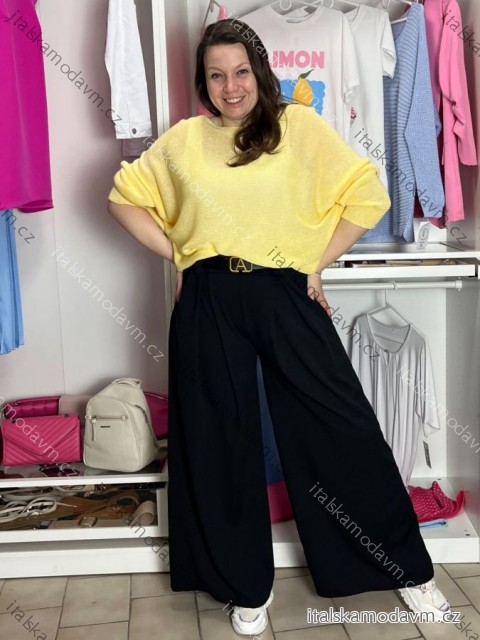 Nohavice elegantní dlhé s opaskom dámske BEATA (S/M/L ONE SIZE) TALIANSKA MÓDA IMWHA261112/DUR S/M/L čierna