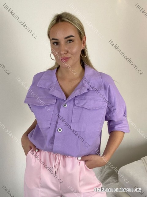 Bunda krátká oversize dlouhý rukáv dámská (S/M/L ONE SIZE) ITALSKÁ MÓDA IMWCA26001/DR S/M/L fialová