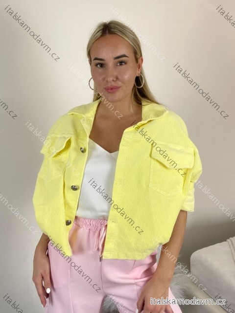 Bunda krátka oversize dlhý rukáv dámska (S/M/L ONE SIZE) TALIANSKA MÓDA IMWCA26002/DR S/M/L žlutá