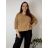 Blúzka elegantná s príveskom 3/4 dlhý rukáv dámska nadrozmer SIRENA (48/50/52 ONE SIZE) TALIANSKA MÓDA IMD26004/DU  tmavo béžová