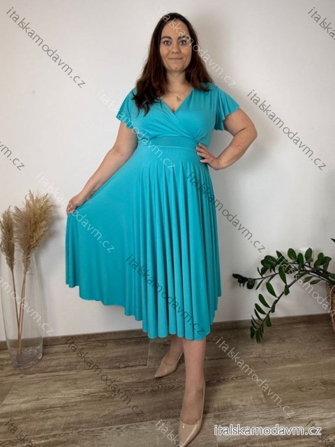 Šaty letní elegantní s krátkým rukávem dámské nadrozměr TASA (44/46/48 ONE SIZE) ITALSKÁ MÓDA IM4260028/DUR