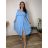 Šaty letní elegantní s 3/4rukávem dámské nadrozměr RADKA (50/52/54 ONE SIZE) ITALSKÁ MÓDA IM4260026/DUR 50/52/54 světle modrá